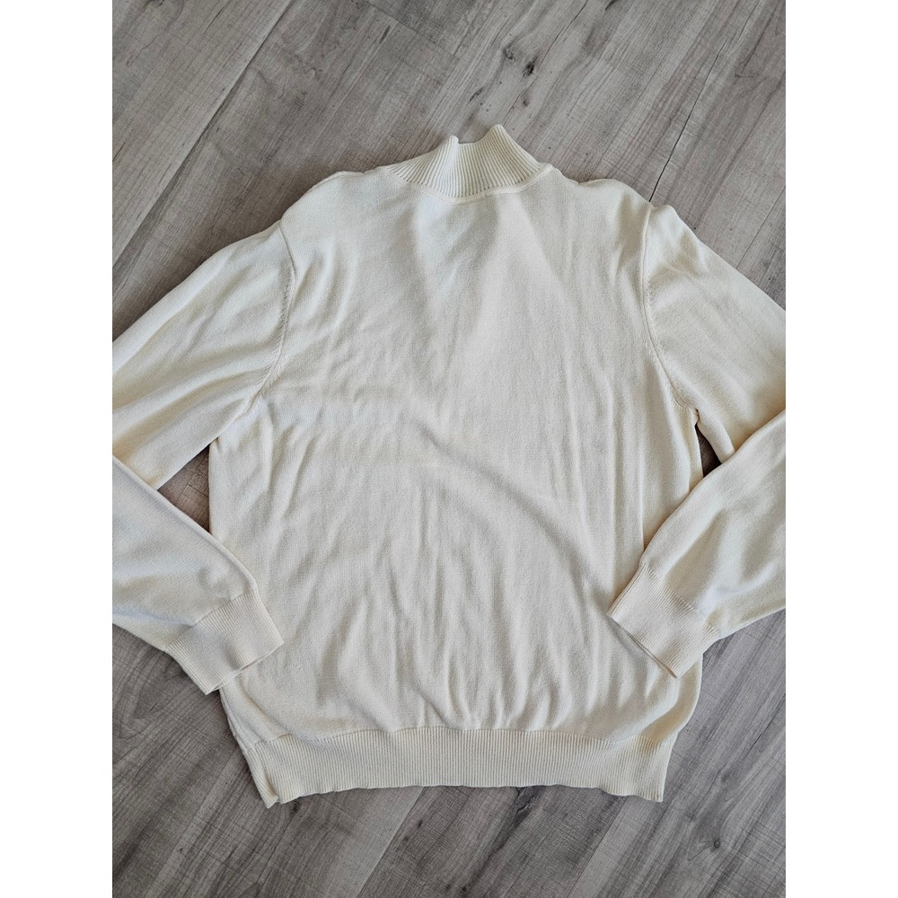 Karen Scott Womens XL Cream Ivory 100% Cotton Cable Knit Quarter Zip Sweater - Picture 5 of 6